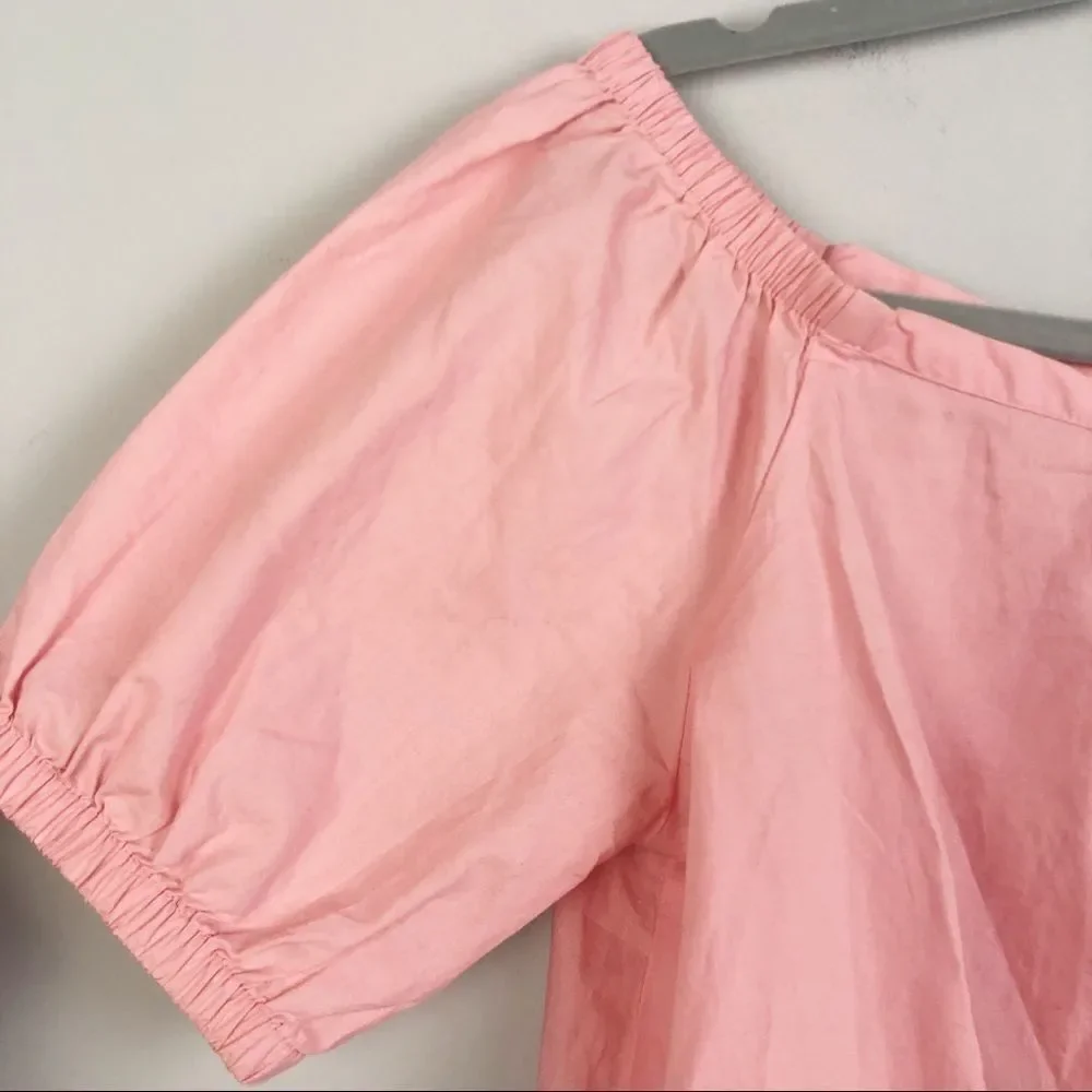 MADEWELL | Off the Shoulder Bubble Top Pink Small